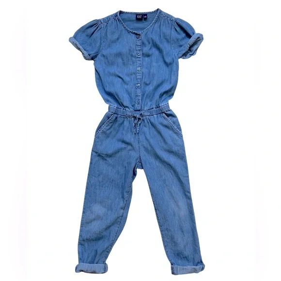 GAP Bottoms Gap Kids Girls Denim Short Sleeve Jumpsuit Size